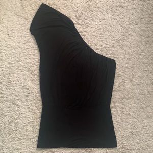 Y2K bebe black One Shoulder blouson tunic top